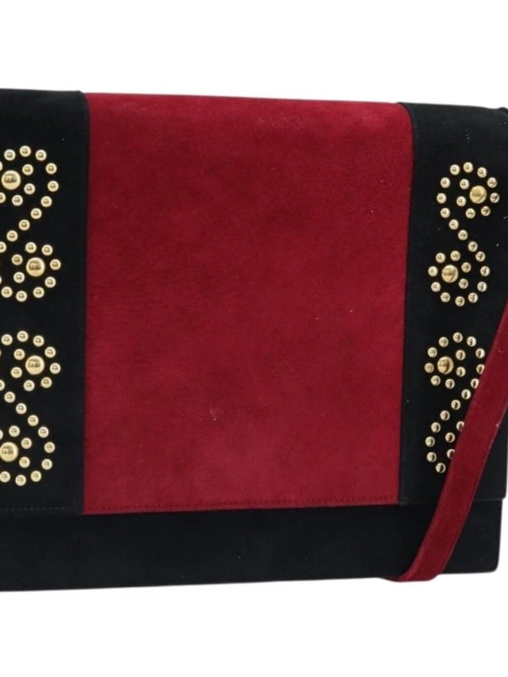 SAINT LAURENT Shoulder Bag Suede Bordeaux Gold Auth 172534 - Picture 2 of 16